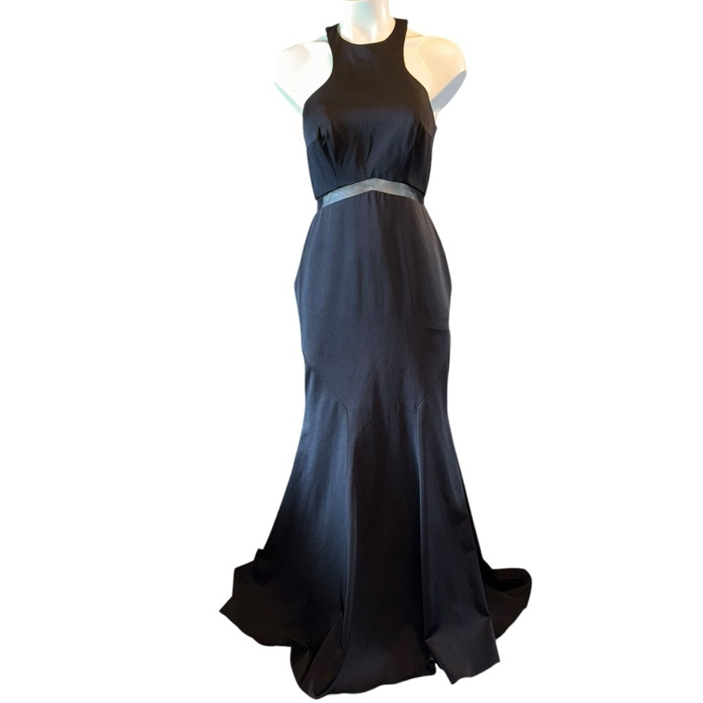 NWOT Temptation Black Halter Gown Size 4 Open Back High Low Formal Dress - Picture 2 of 11